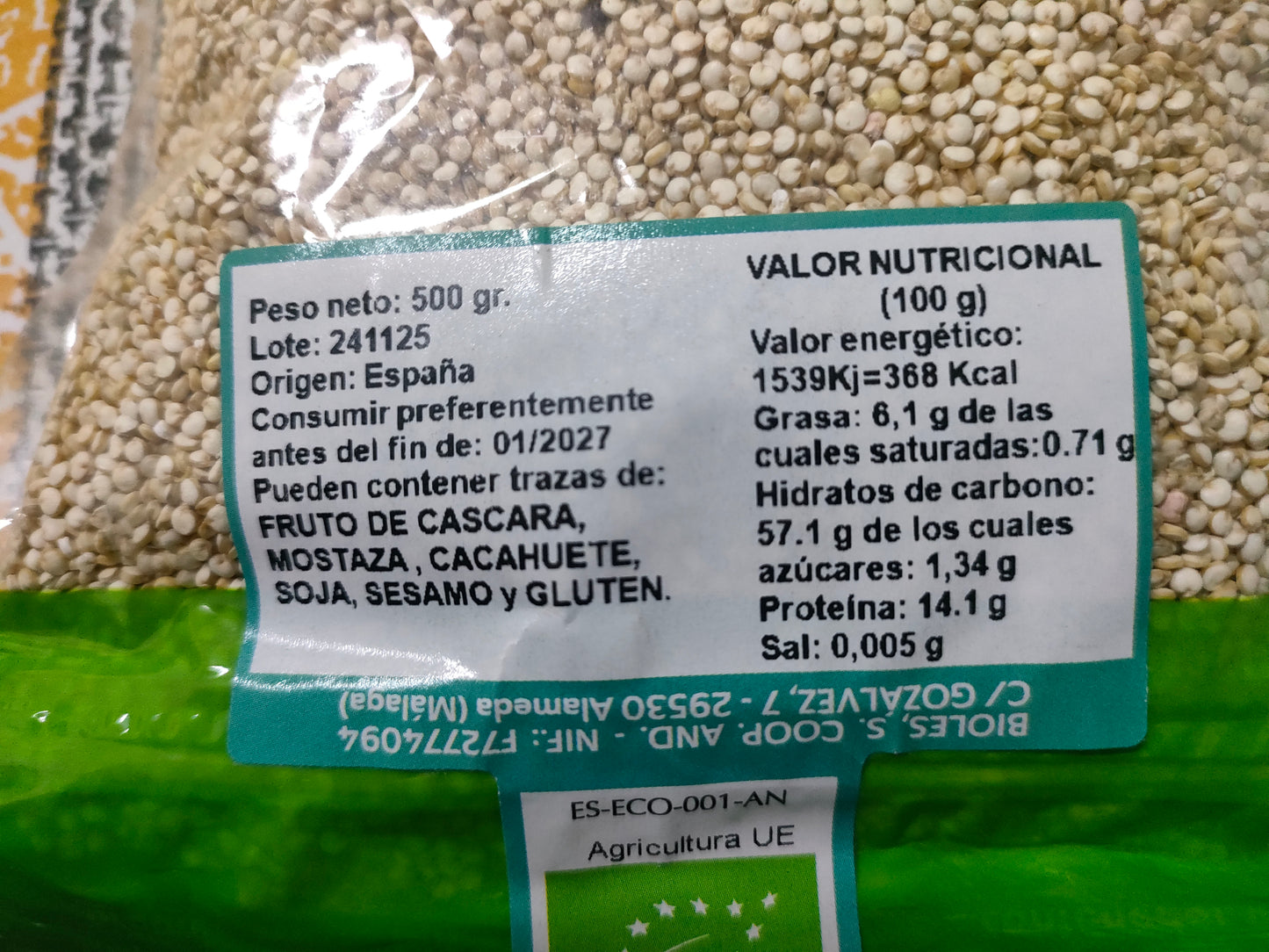 Quinoa Blanca Ecológica 500g