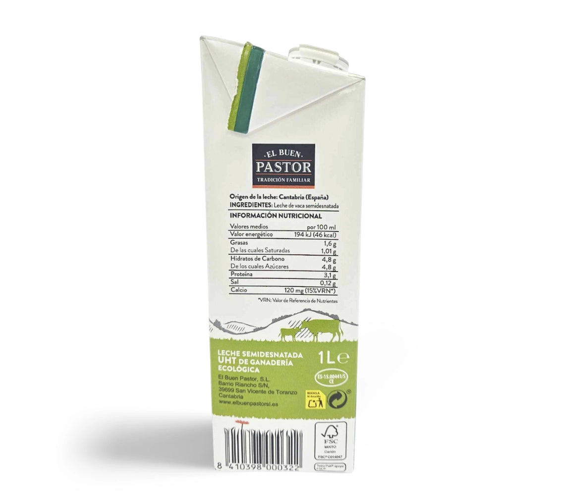 Leche ecológica semi de Cantabria