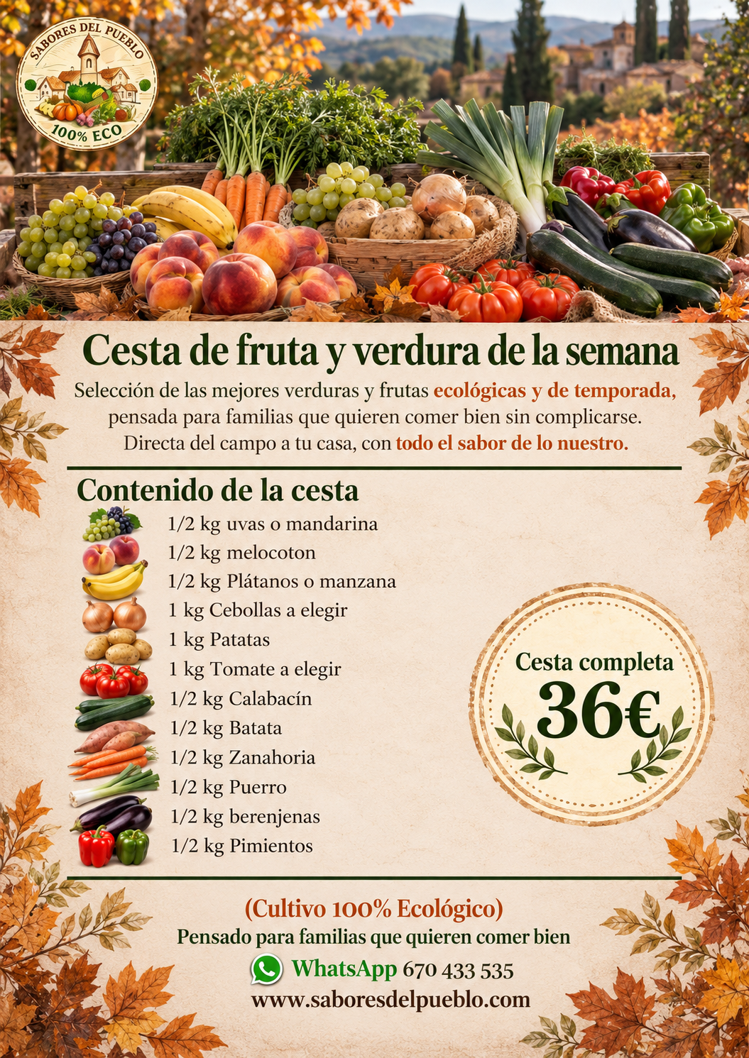 Cesta de frutas y verduras – lo mejor de la huerta esta semana